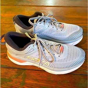 Hoka One One Bondi 7 Blue Peach Running Shoes Sneakers Lace Up Womens Size 9